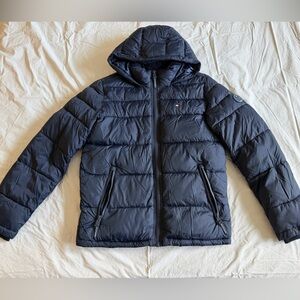 Tommy Hilfiger Men's Hooded Puffer Jacket in Navy Blue